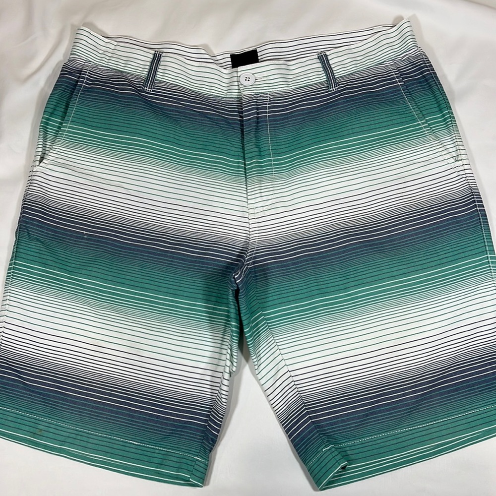 Bar III Mens Blue/Green/White Striped Shorts Size 36